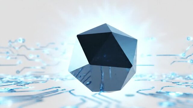 Digital Identity Token Floating on White Background Minimal Blockchain Security Banner