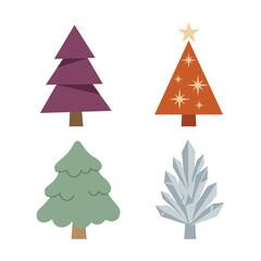 Fototapeta premium Four Colorful Minimalist Christmas Trees
