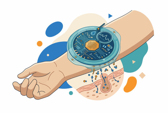 Futuristic Wearable Medical Device Monitoring Health Data on Human Arm