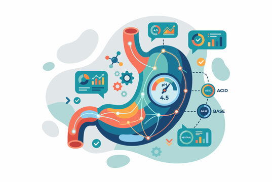 Human Stomach Health Data Analytics and pH Monitoring Infographic