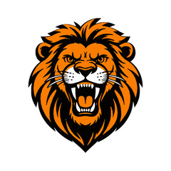 Fototapeta premium Lion head vector illustration with orange and black coloring