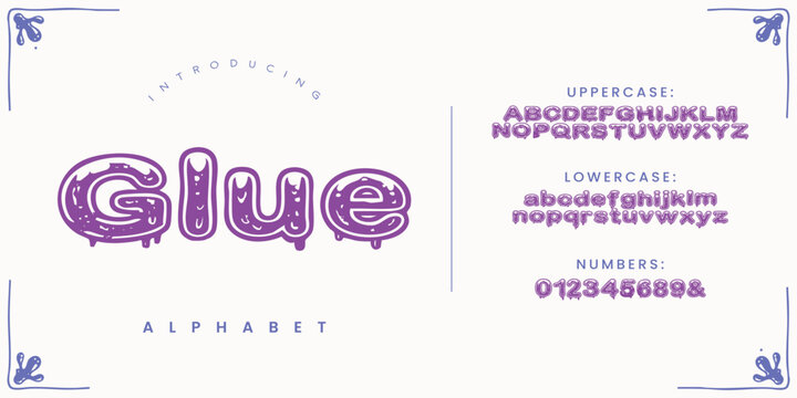 Glue Bubble Style Alphabet Font for Playful and Creative Children Graphic Projects