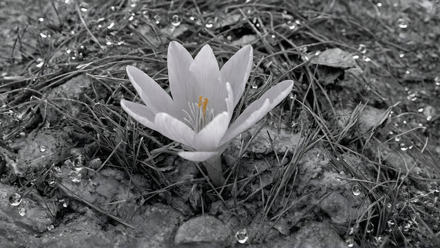 Spring Bloom in Black and White