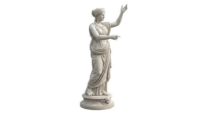 Elegant Classical Statue of a Woman Pointing.