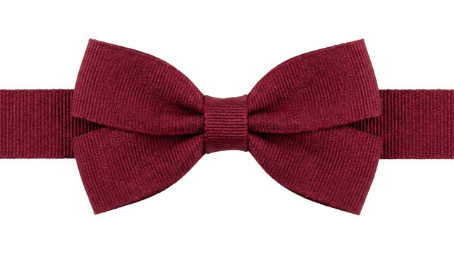 Elegant Burgundy Bow Tie on Display.