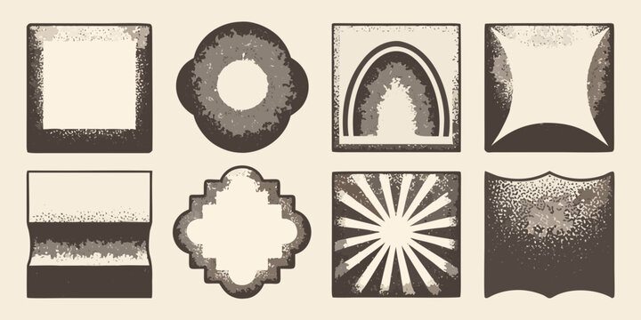 Assorted Geometric Shapes With Textured Fill Vector Illustration