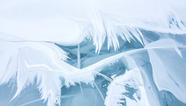 Frozen palm trees in icy landscape.