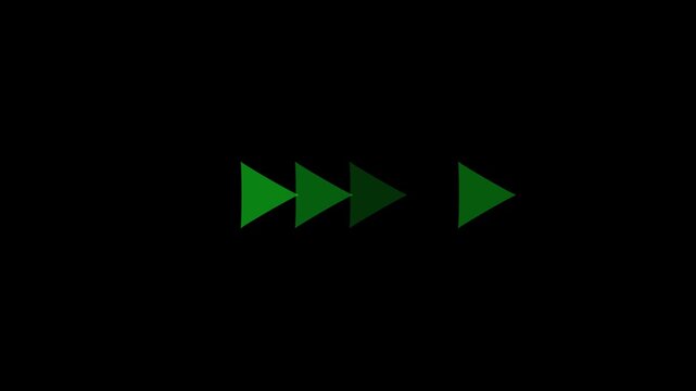 five Neon green right ward Arrows Stacked on Black Background Animation rightward Arrow Arrow Green Arrow Neon Arrow. righth Arrow Animation with Dynamic Motion for User Interface and Web Design.