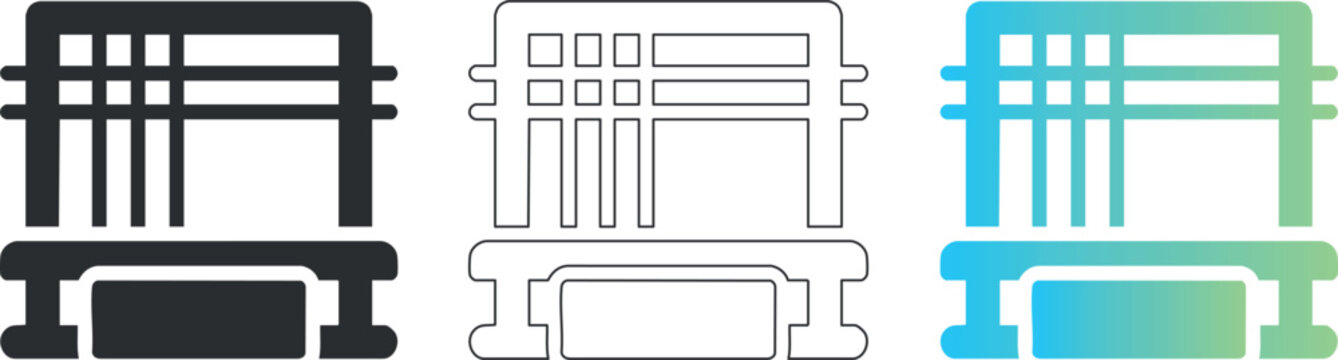 Modern parallel bars icons set in solid, outline, and gradient styles