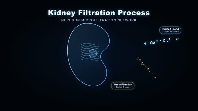 Kidney Filtration Process Medical Animation.
