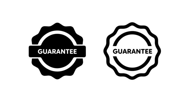 Guarantee badge seal icon set black and outline quality stamp
