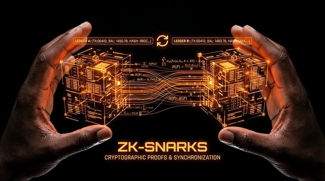 Abstract Concept of Zero Knowledge Proofs ZK SNARKs Technology.