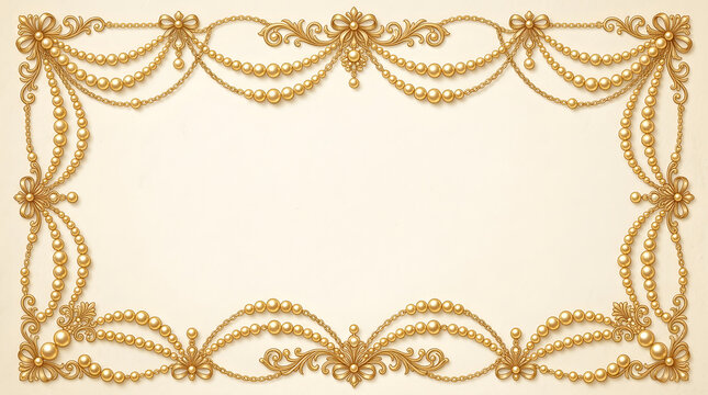 Golden ornate border, elegant decorative frame, luxury design element, vintage scroll pattern