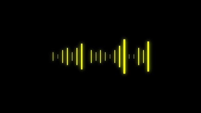 Sound waveform spectrum animation, audio visualizer lines isolated on black background, podcast voice soundwave animation 4k