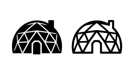 Geodesic dome house icon set in solid and outline style with geodesic © MdDelowar