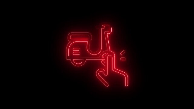 Vibrant blue neon delivery scooter icon featuring a professional courier riding a classic style