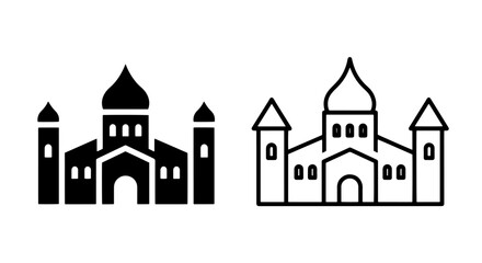 Fototapeta premium Cathedral building icon set church architecture silhouette outline