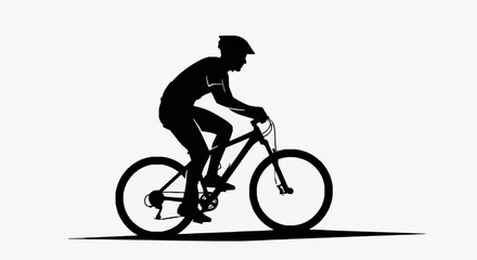 Obraz premium Athlete Riding Mountain Bike Silhouette.