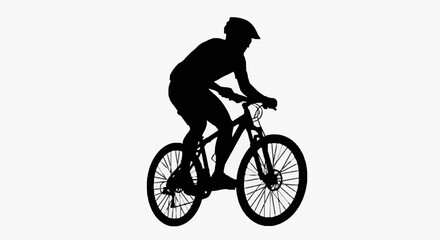 Obraz premium Silhouetted Cyclist Riding Mountain Path.