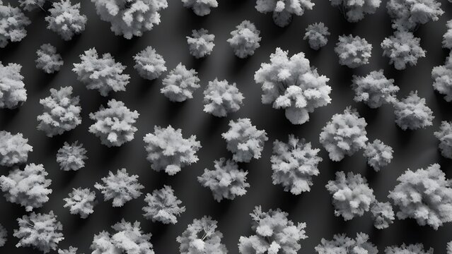Abstract microscopic grey particles on a dark background, textured scientific surface, nanotechnology, biology, and medical research concept.