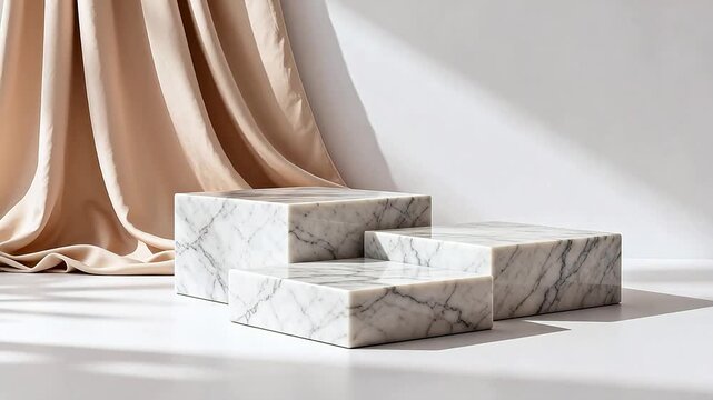 Marble pedestals with draped curtain