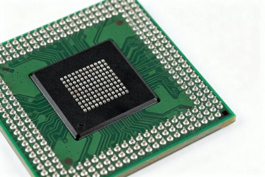 Computer CPU Processor Chip with Ball Grid Array on White