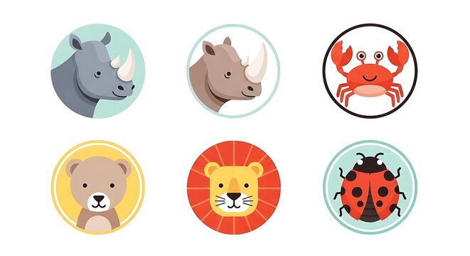 Cute cartoon animal food themed characters set.