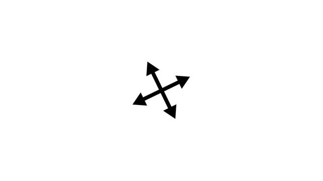 Four arrows corner four arrows expand Outline icon animation.arrow icon in trendy flat icon.arrows alls directions icon . 4k animation video.