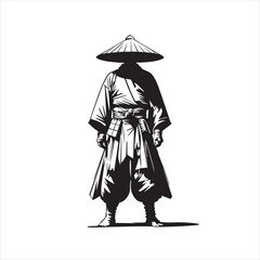 Obraz premium A samurai stands tall and firm.
