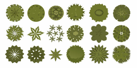 Trees And Plants Top Down View Green Vector Illustration © Rakesh