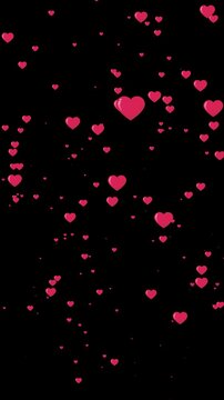 Floating Hearts Animation with Alpha Channel Transparent Background 4K Loop Vertical