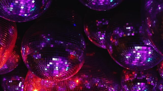 Celebrate special birthday evening at ultimate disco party. Kaleidoscopic reflections from sparkling mirror balls fill vibrant space, setting joyful atmosphere for night of pure fun and dance.