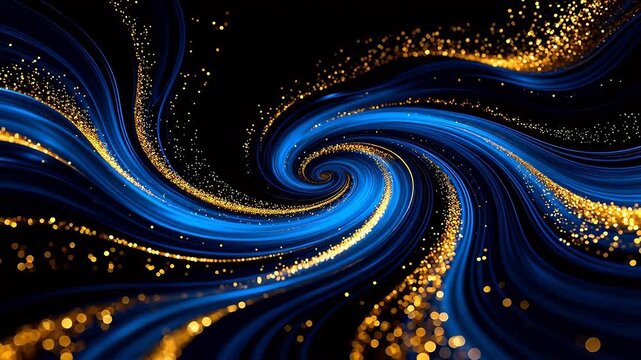 Blue and gold swirling light patterns
