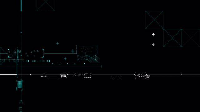 Futuristic digital interface hud display with data analysis elements.