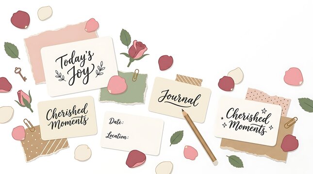 Botanical Scrapbooking and Diary Elements Vector Design