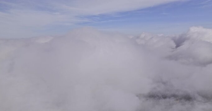 Atlanta Georgia Aerial v985 cinematic drone fly above clouds, descending through fluffy clouds reveals south downtown cityscape featuring capitol building - Shot with Mavic 3 Pro Cine - August 2023