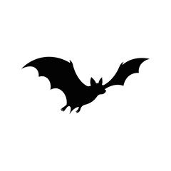 Fototapeta premium Black bat silhouette, flying mammal icon, Halloween symbol, dark creature emblem