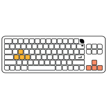 Flat Design Keyboard with Highlighted WASD and Arrow Keys Icon Isolated on White