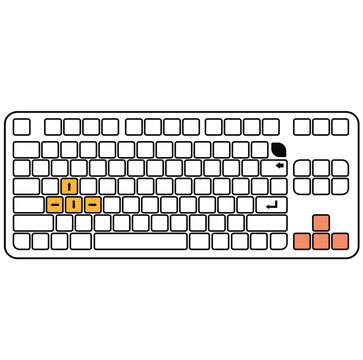 Simple Keyboard Outline with Blank Keypad and Colored Arrow Keys