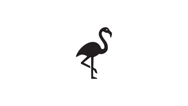Black flamingo icon, minimalist bird silhouette, simple animal design, vector illustration