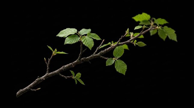 vine leaves on black background