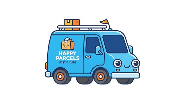 Delivery truck with package and map illustration.