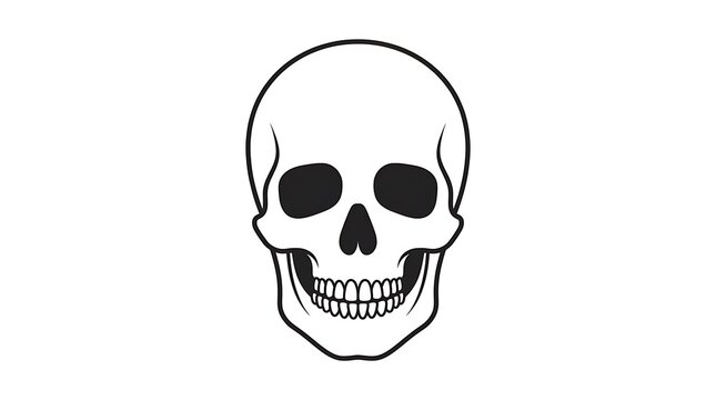 Skull with sharp teeth and hollow eyes.
