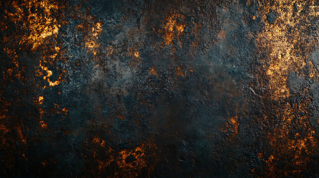 Dark Textured Background with Golden Highlights and Grungy Details.