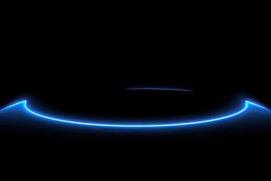 Abstract glowing neon blue curve on black background