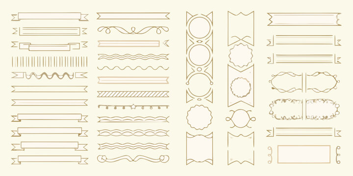 Gold scrollwork and flourishes vector illustration on a cream background