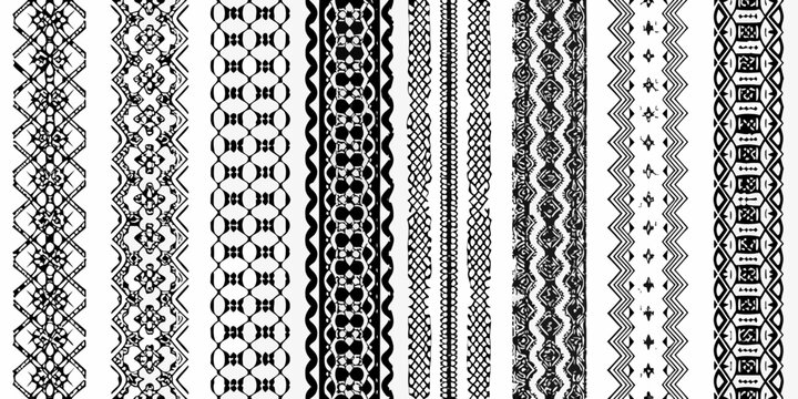 Geometric tribal pattern collection black and white vector illustration