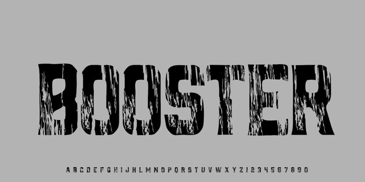 Heavy bold uppercase stencil font with distressed grunge texture. Perfect for military-themed designs, tactical video titles, survival gear branding, industrial signage, and bold paster headlines