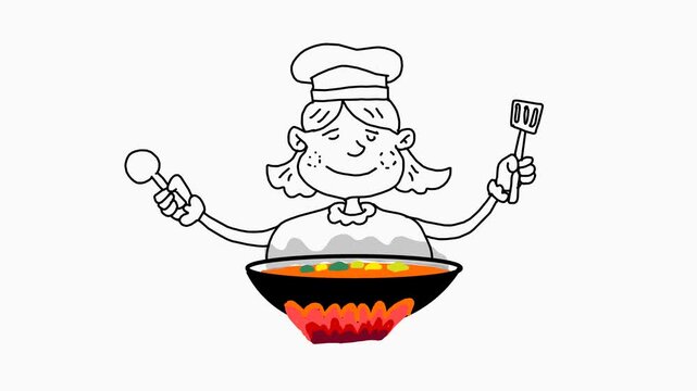 chef with a pan and spoon
