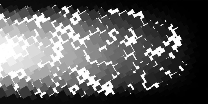 Pixel dissolved black disperse mosaic background. Y2k pixel disintegration. Explosion fade. Disappear transform rectangle texture, flat vector